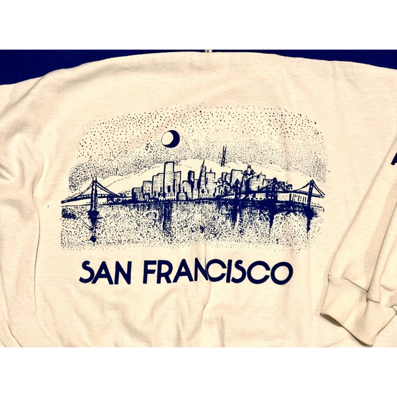 Vintage 80s-90s San Francisco Colorblock 1/4 Zip Sweatshirt Golden Gate Sz Med‍ - Picture 4 of 9